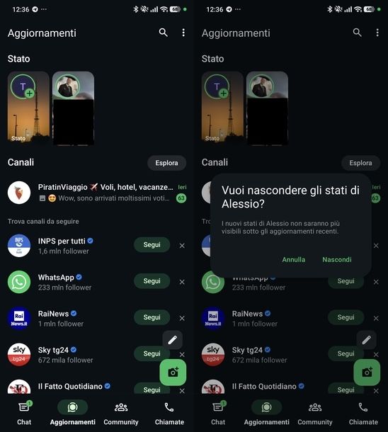 Nascondere stato WhatsApp altri Android