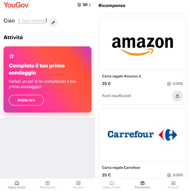 schermate app YouGov