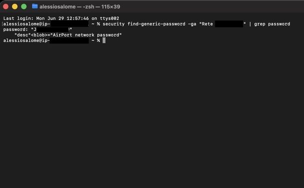 Vedere password WiFi da Terminale macOS