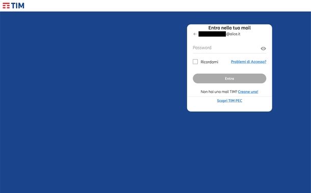 Entrare in Alice Mail sito Web