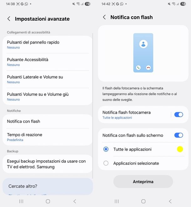 Notifiche flash Samsung