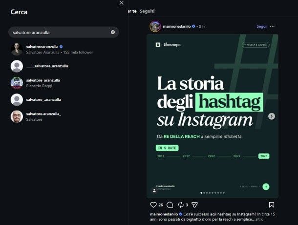 Ricerca Instagram