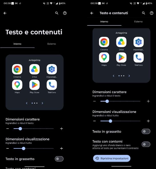 Come regolare dimensioni testo