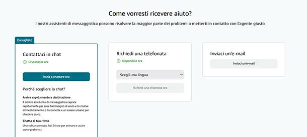 Contattaci di Amazon
