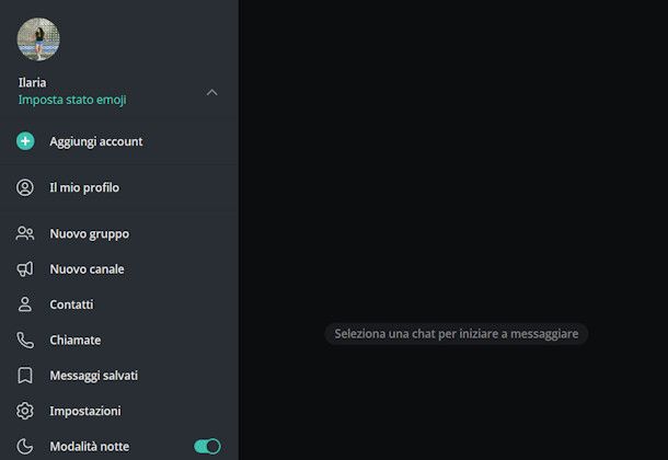 Aggiungere account Telegram da PC