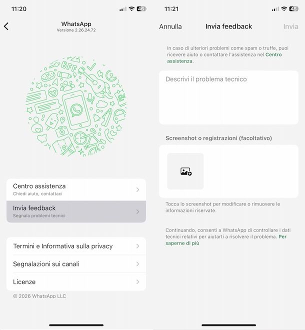 Contattare WhatsApp via email