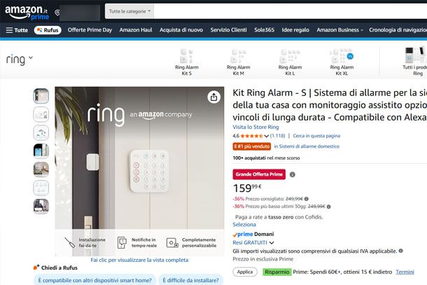 Allarme Ring su Amazon