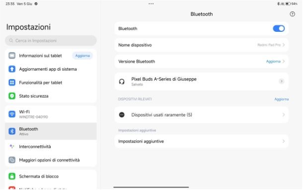 Come connettere cuffie Bluetooth al tablet