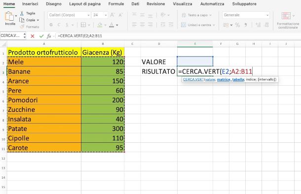 selezione intervallo di ricerca con CERCA.VERT