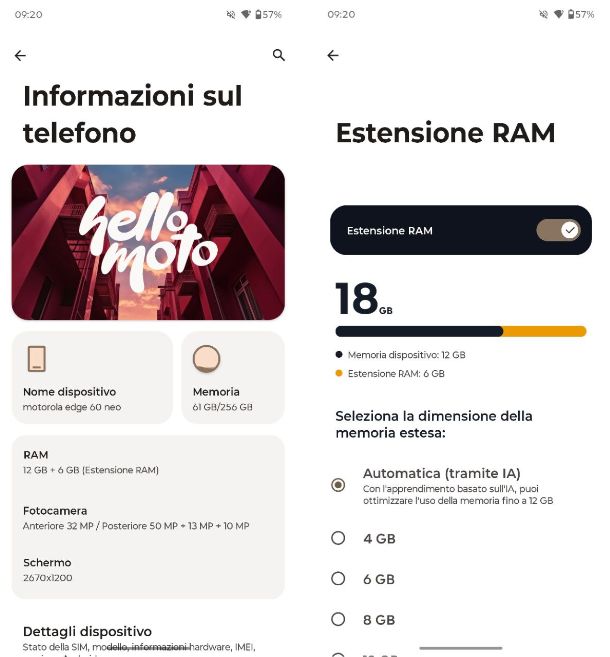 Come aumentare la RAM del telefono Motorola