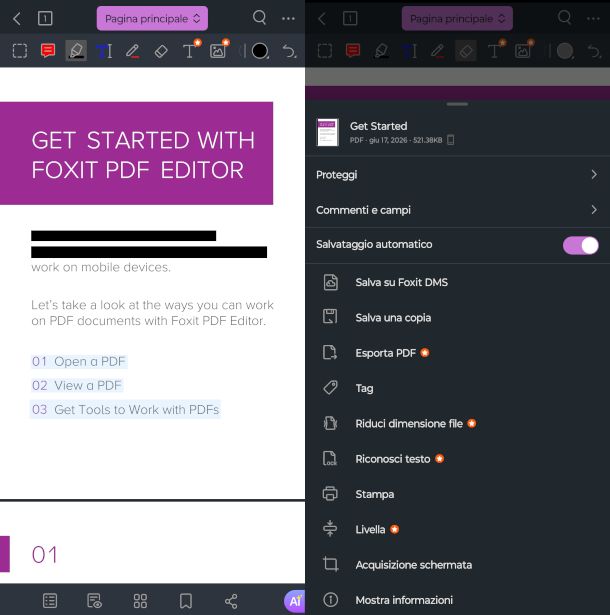 schermate app Foxit PDF Editor