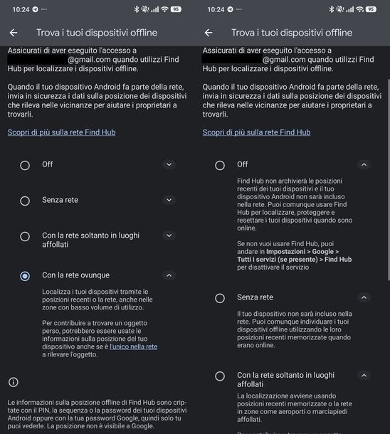 Attivare Find Hub Android