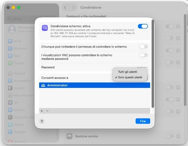Condivisione schermo Mac