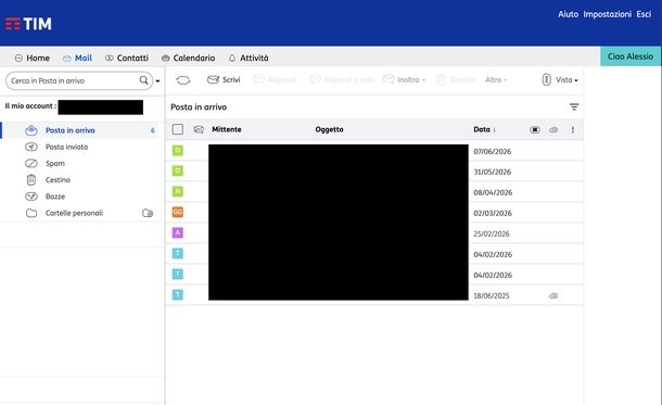Entrare in Alice Mail sito Web