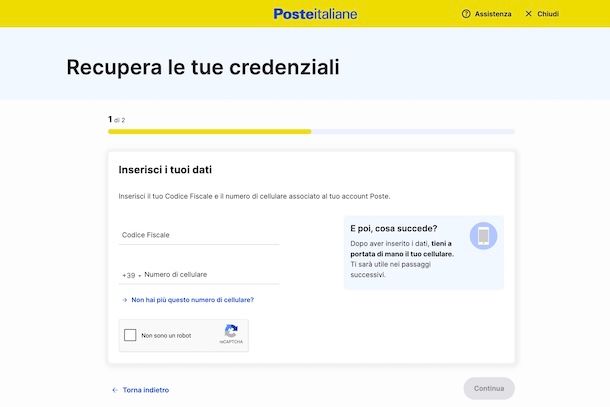 Recuperare password Poste Italiane