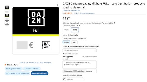 Carta prepagata DAZN