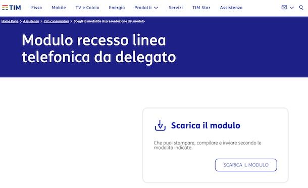 Modulo disdetta TIM da delegato