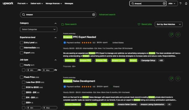 annunci di lavoro per Amazon su Upwork