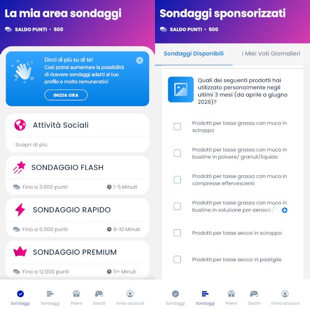 schermate app Toluna
