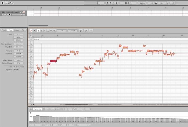 schermata software Melodyne