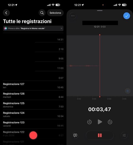 Registrare audio su iPhone