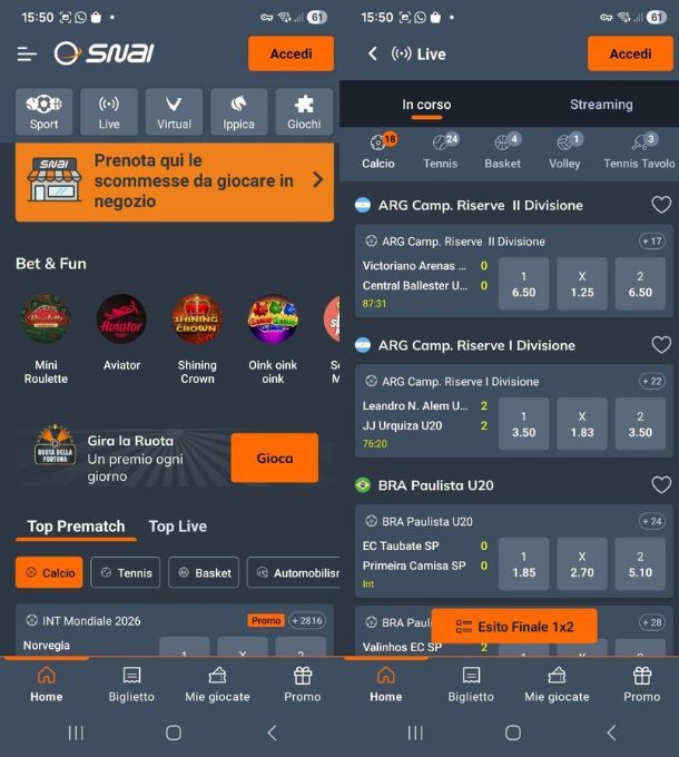 App per scommesse calcio