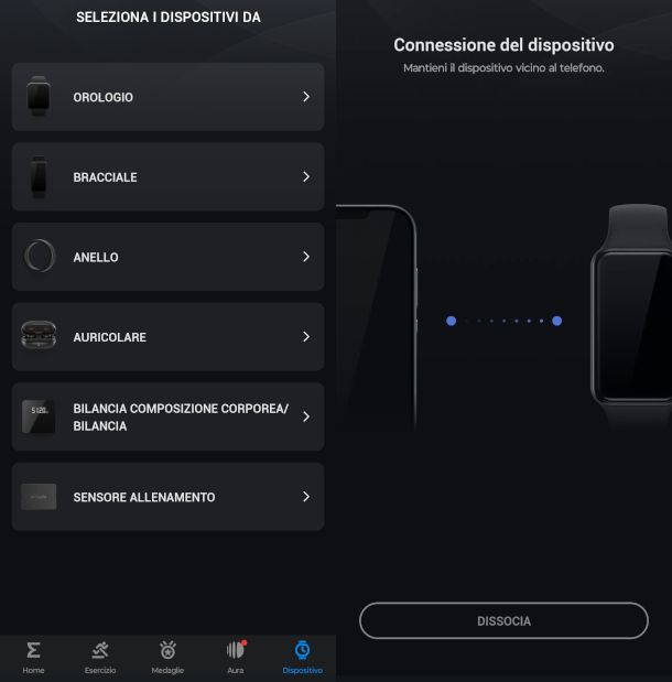 schermate app Zepp Life associazione Mi Band