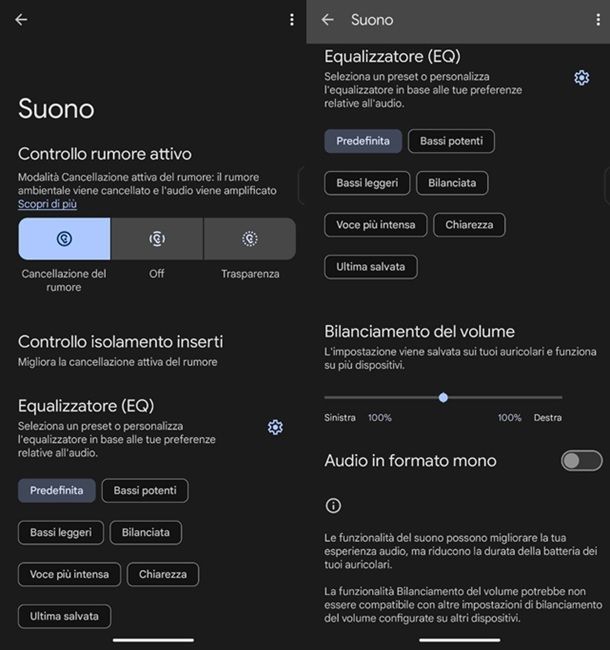equalizzazione auricolari