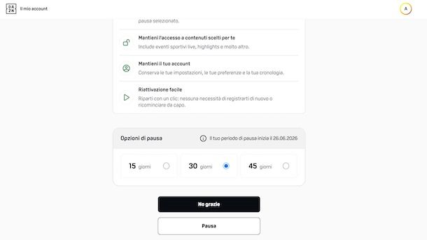 Sospendere DAZN per due mesi
