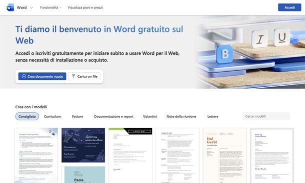 Microsoft Word Online trascrizione audio