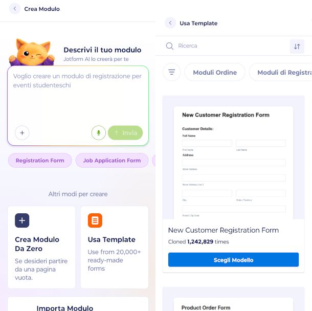 schermate app Jotform