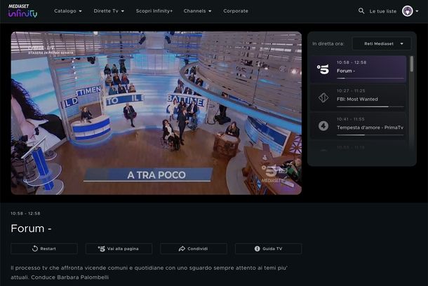 Vedere Canale 5 sito Web
