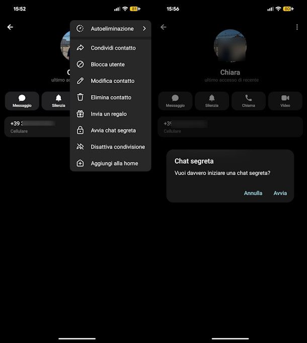 Chat segreta di Telegram su Android