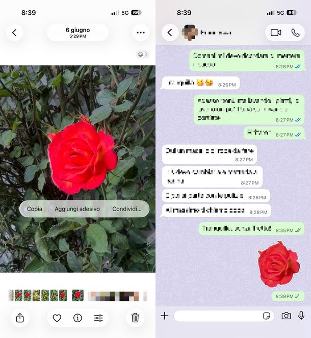 Funzione nativa iOS per fare sticker