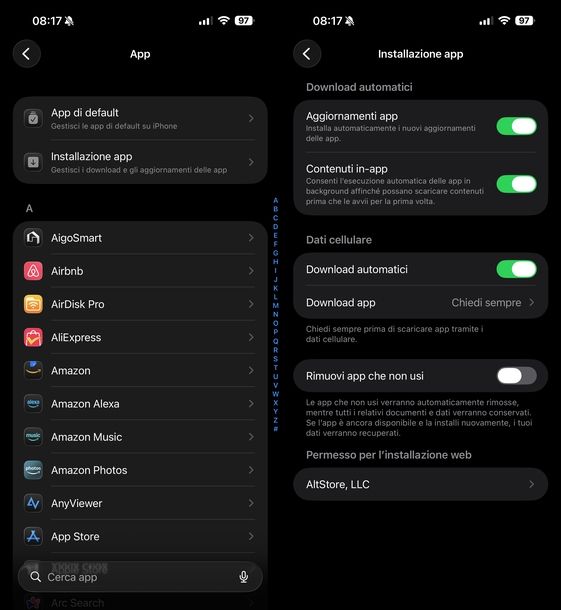 Attivare aggiornamenti automatici app iOS