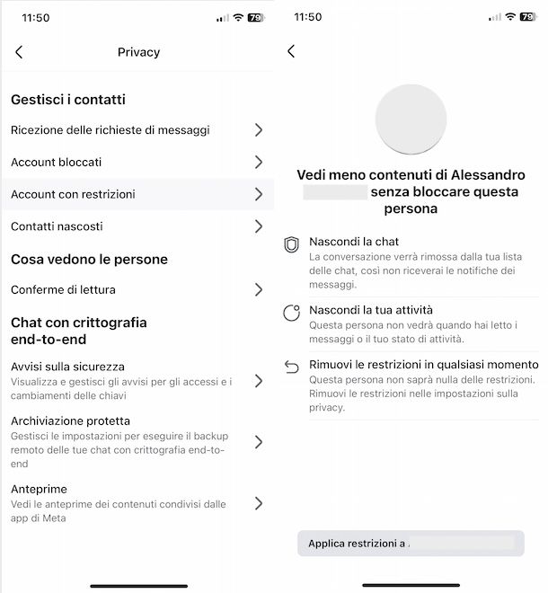 Restrizioni Facebook
