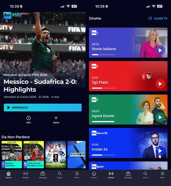 RaiPlay app mobile