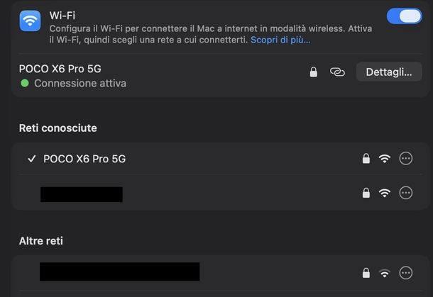 Usare smartphone Android come modem via WiFi Mac
