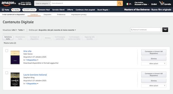 Ordine Amazon Kindle