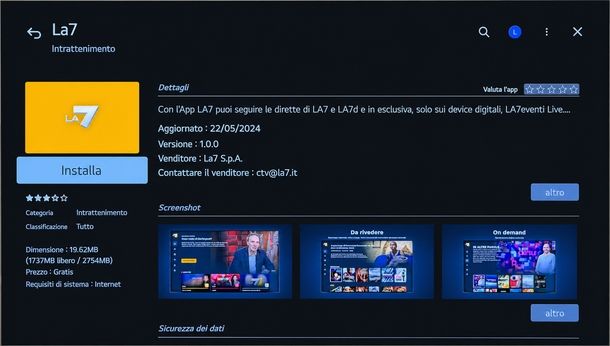 Vedere LA7 in streaming su Smart TV app
