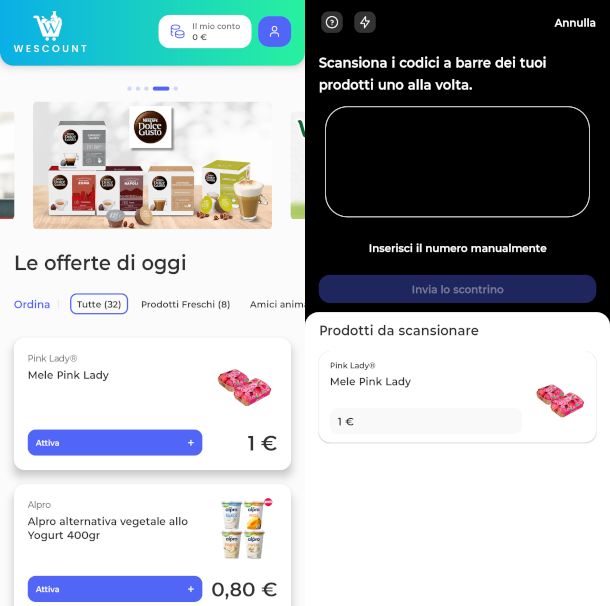 schermate app WeScount