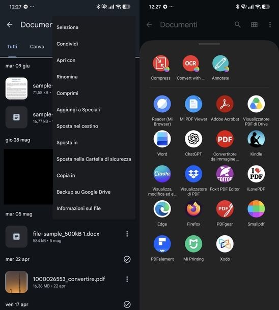Aprire file con altra app da file manager Android