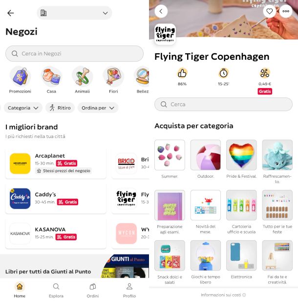 schermate Negozi app Glovo