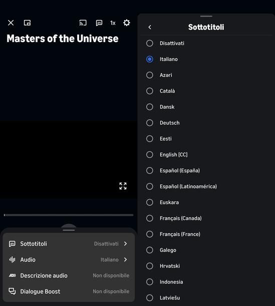 Cambiare lingua sottotitoli Prime Video Android