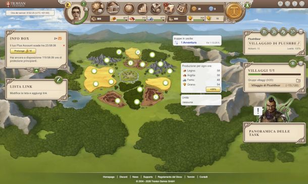 schermata sito gioco Travian