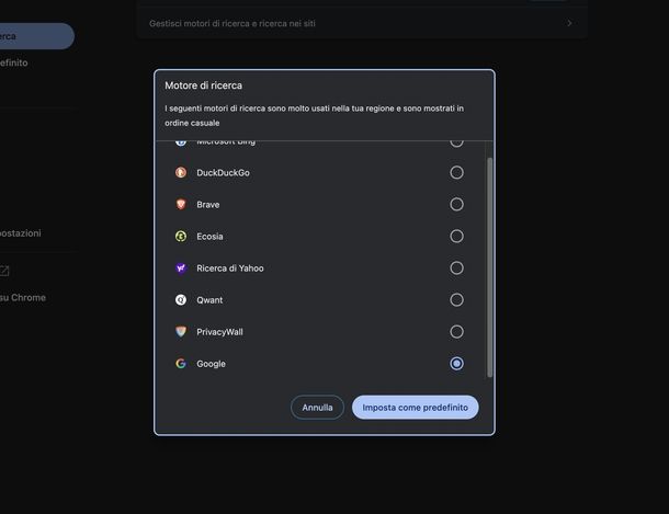 Togliere Yahoo come motore di ricerca da Chrome PC