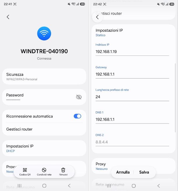 Come assegnare IP statico Samsung