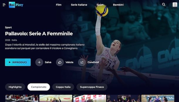 Volley su RaiPlay