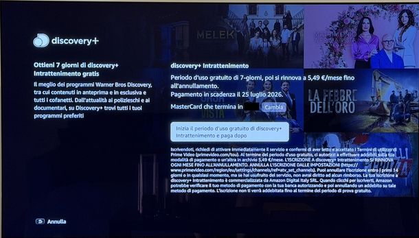 Canale Discovery+ Amazon Prime Video