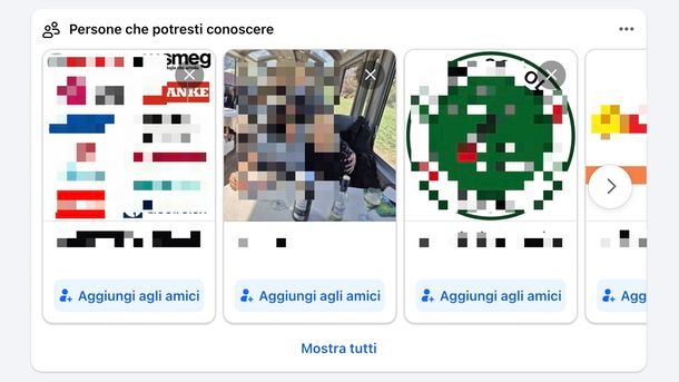 Suggerimenti amicizia Facebook